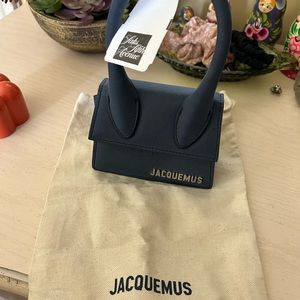 jacquemus le chiquito moyen suede Handbag BLUE With Silver Accents